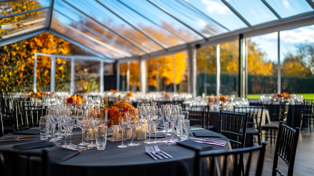 corporate marquee event in autumn